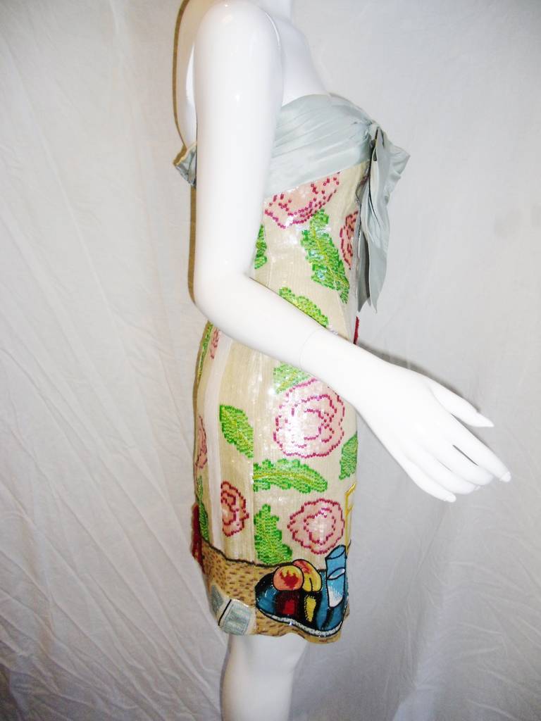 Very Rare Bill Blass Matisse inspired sequin dress 4