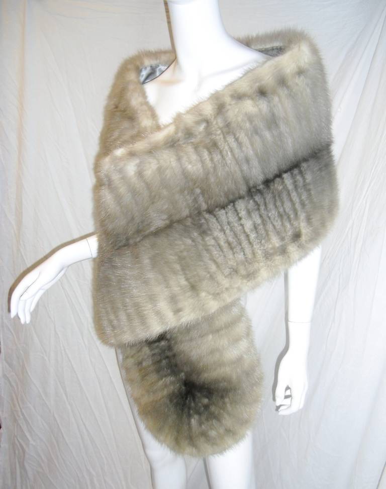 Stunning Henry Cowit Furs Silver Mink Vintage oversized Wrap/ Shawl . Lined in silver satin with two pockets. In pristine condition!! 
14