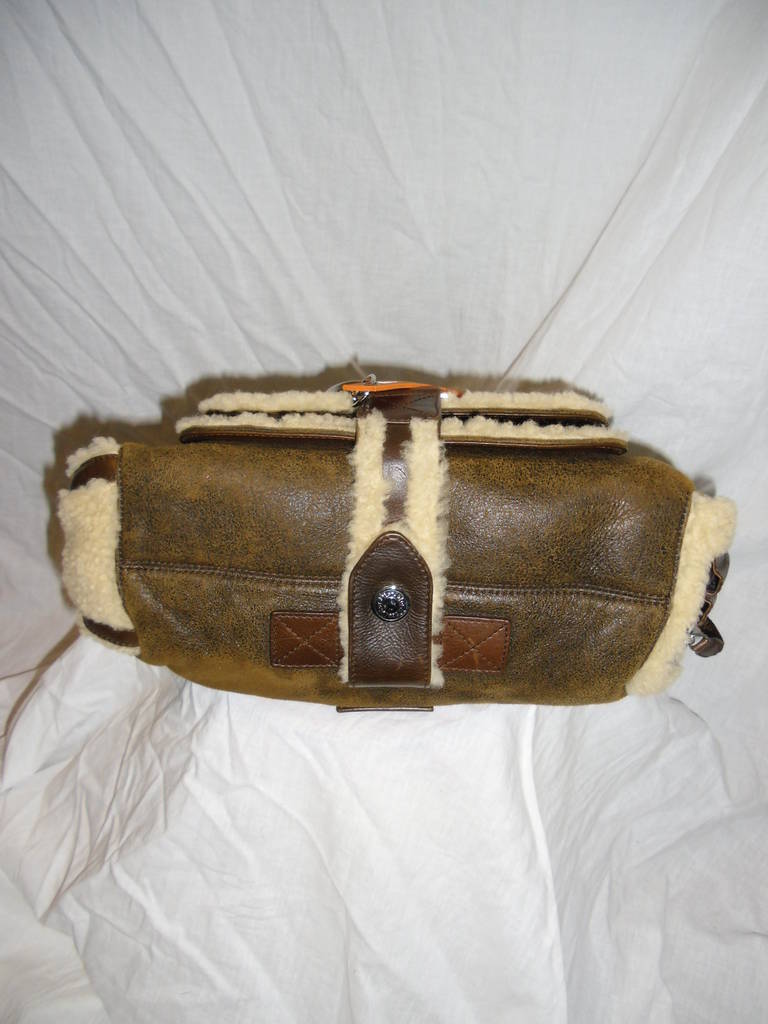 Christian Dior Limited Edition Shearling Flight East West Handbag In Excellent Condition In New York, NY