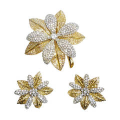 Butler and Wilson Earrings and Brooch Floral  Vintage  set