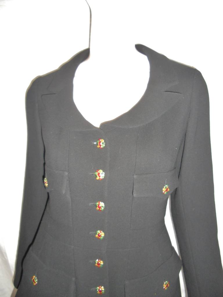 Black Chanel black skirt  suit  w gripoix buttons Coll 96 A