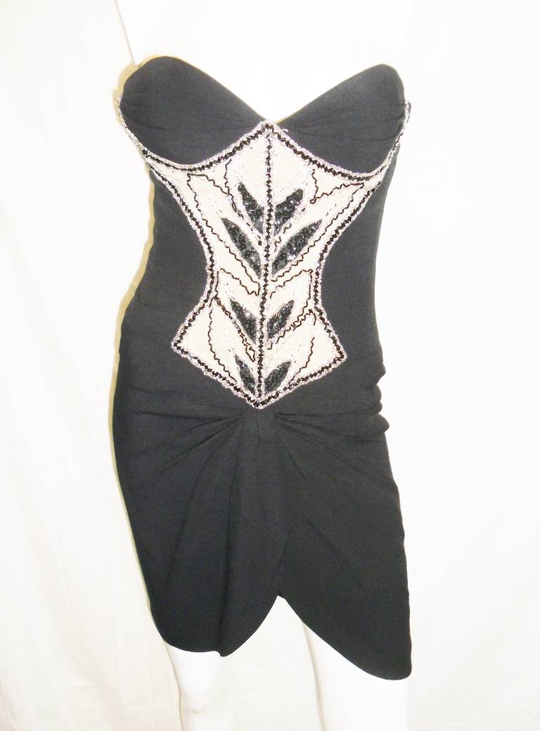 Bob Mackie  vintage  beaded corset cocktail  dress In Excellent Condition For Sale In New York, NY