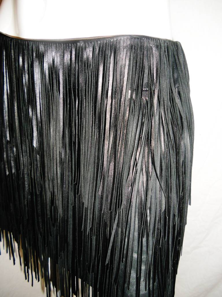 Fabulous leather  fringed skirt by  Jean Claude Jitoris In New Condition In New York, NY