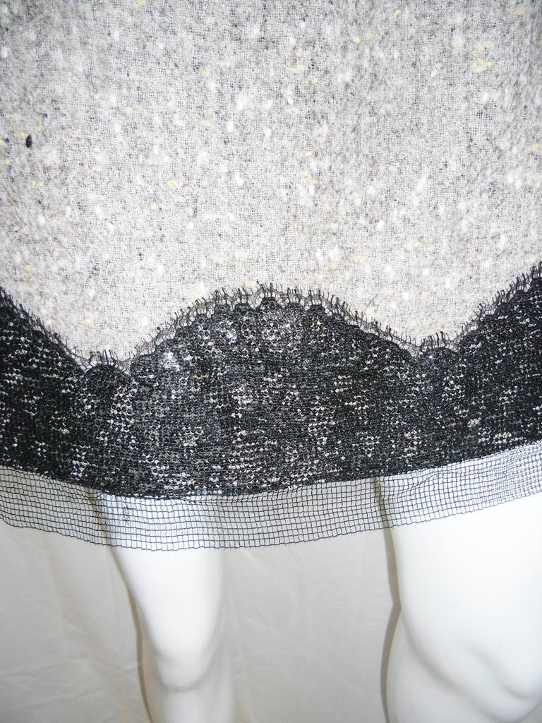 Gray Rochas tweed and sequin lace  mini skirt For Sale