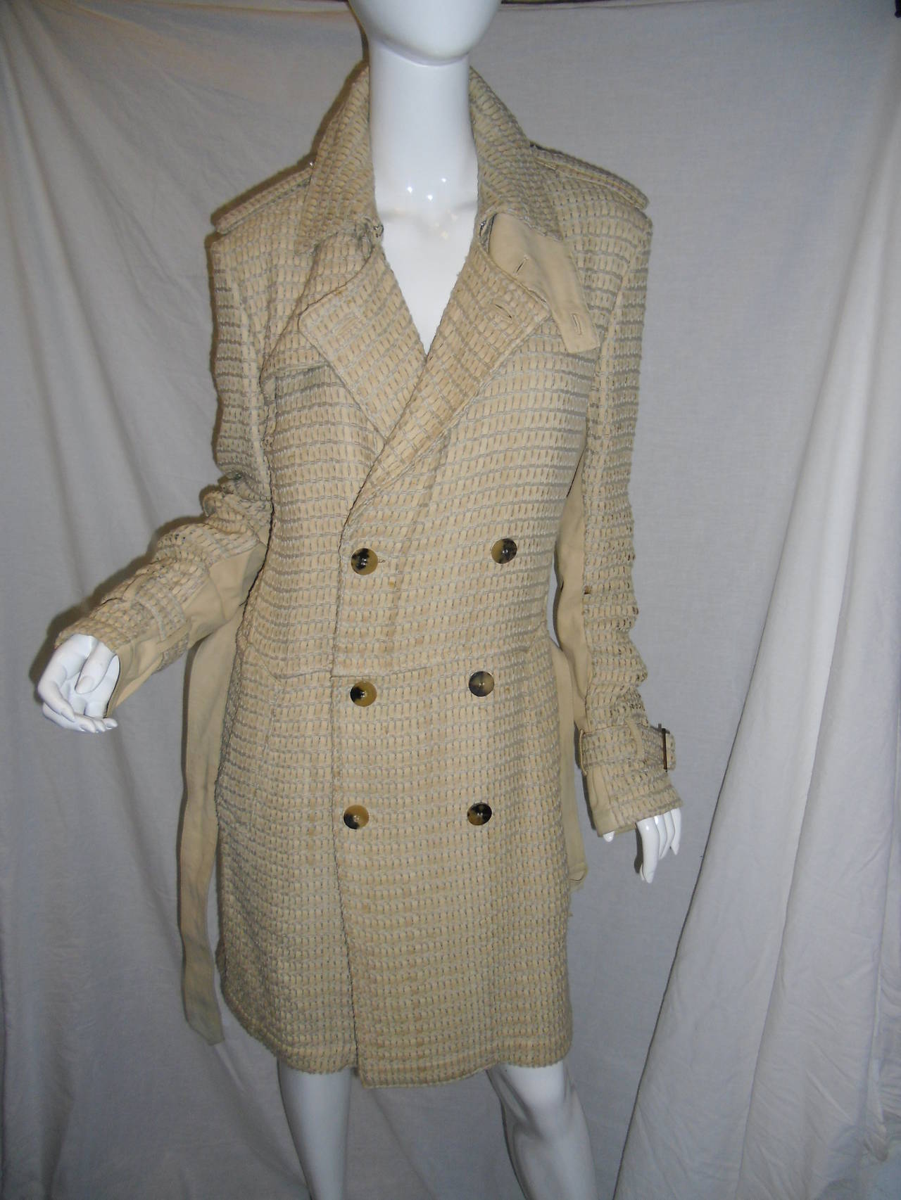 Fendi Catwalk hand woven suede leather trench coat For Sale 4