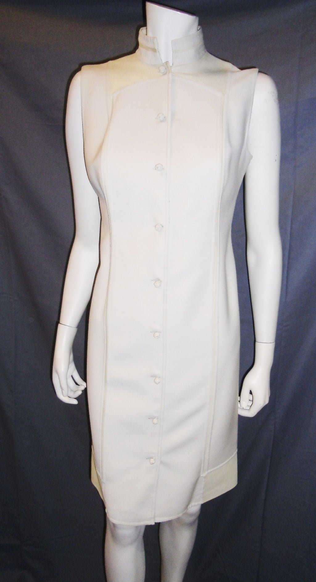 Chado Ralph Rucci off White leather inlay Dress and Shawl NWT In New Condition In New York, NY