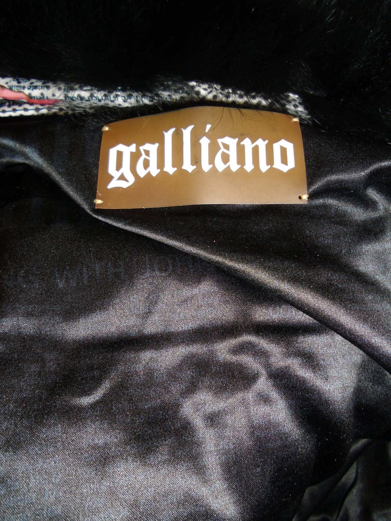 John Galliano Butterfly Gazette Print Down jacket Fur Collar 4