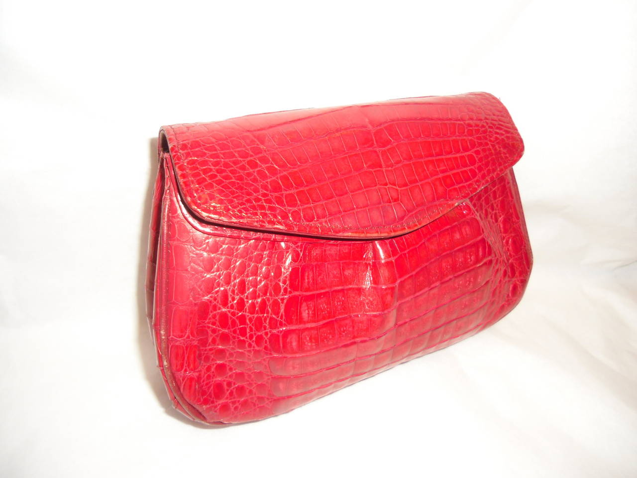 Women's Red Alligator Crossbody bag/ clutch For Sale