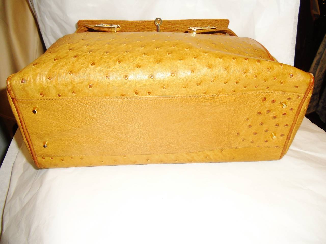 Genuine Ostrich Elegant SISO  Kelly Bag Cognac color 5