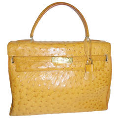 Genuine Ostrich Elegant SISO  Kelly Bag Cognac color