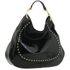 Alexander McQueen Black patent leather wishbone Hobo bag  RARE