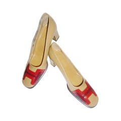 Hermes shoes pumps with layered Harmes logo 36.5