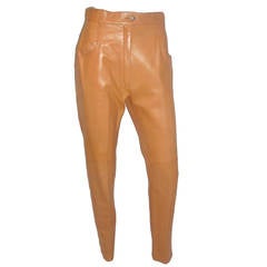 Hermes orange leather  pants