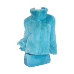 Dolce & Gabbana Turquise blue  mink jacket , skirt  plus Bag