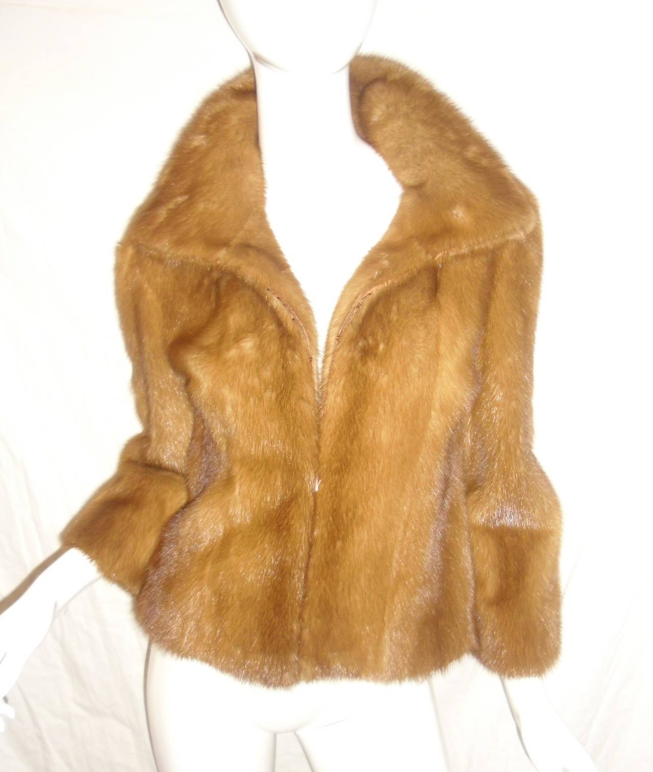 Dolce & Gabbana Cognac Mink Fur Jacket Coat Leopard Lining In Excellent Condition For Sale In New York, NY