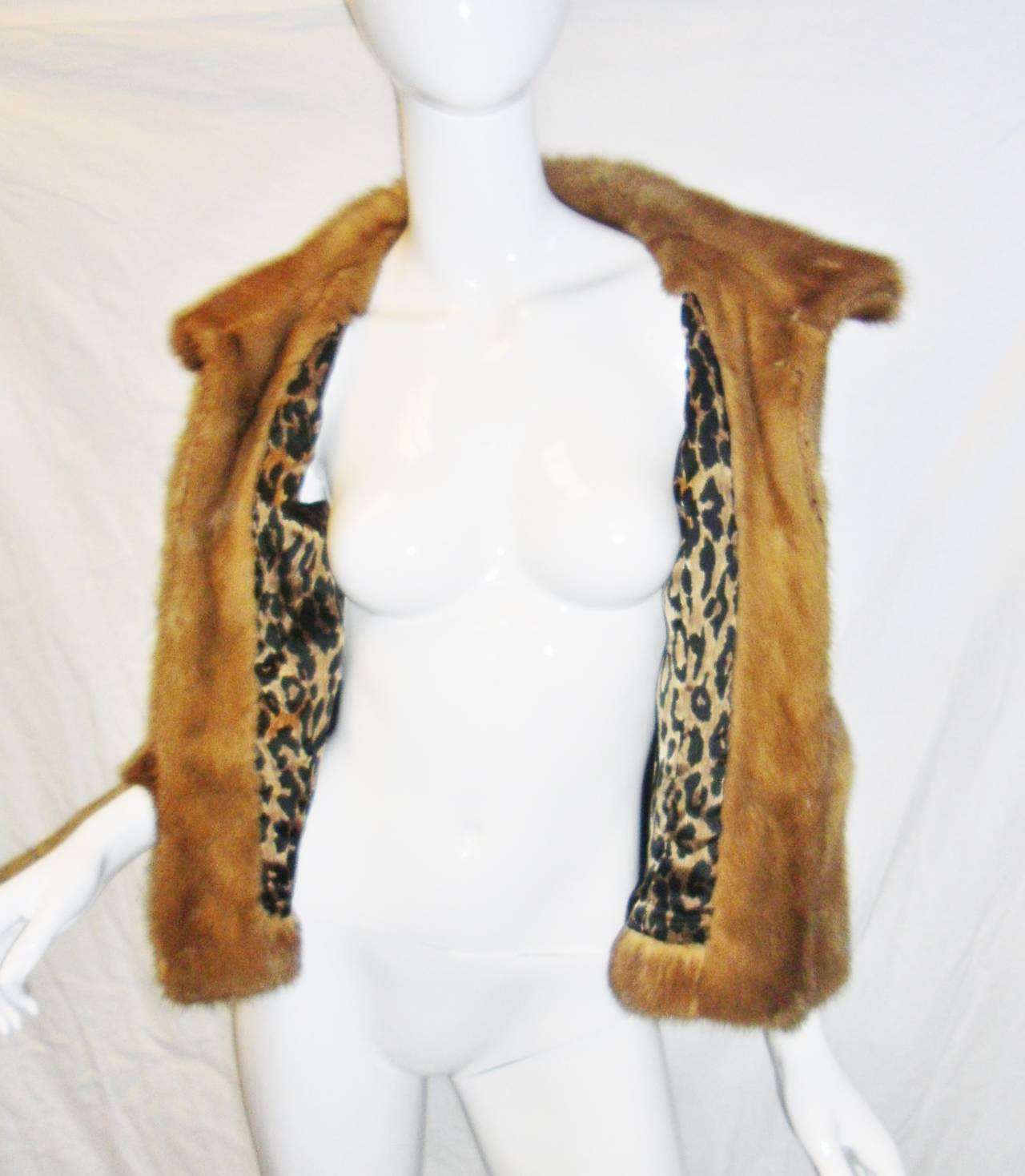 Women's Dolce & Gabbana Cognac Mink Fur Jacket Coat Leopard Lining For Sale