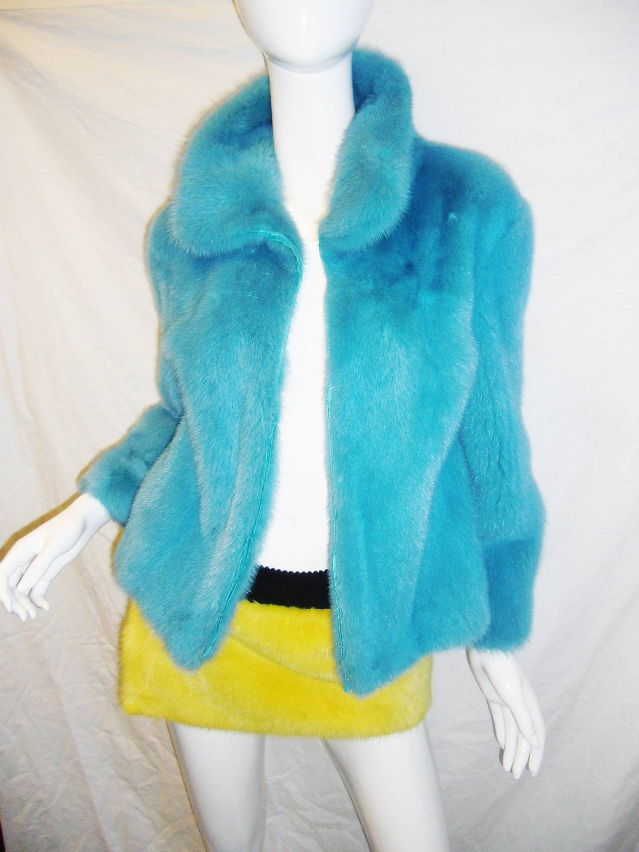 Dolce & Gabbana Turquise blue  mink jacket , skirt  plus Bag 5