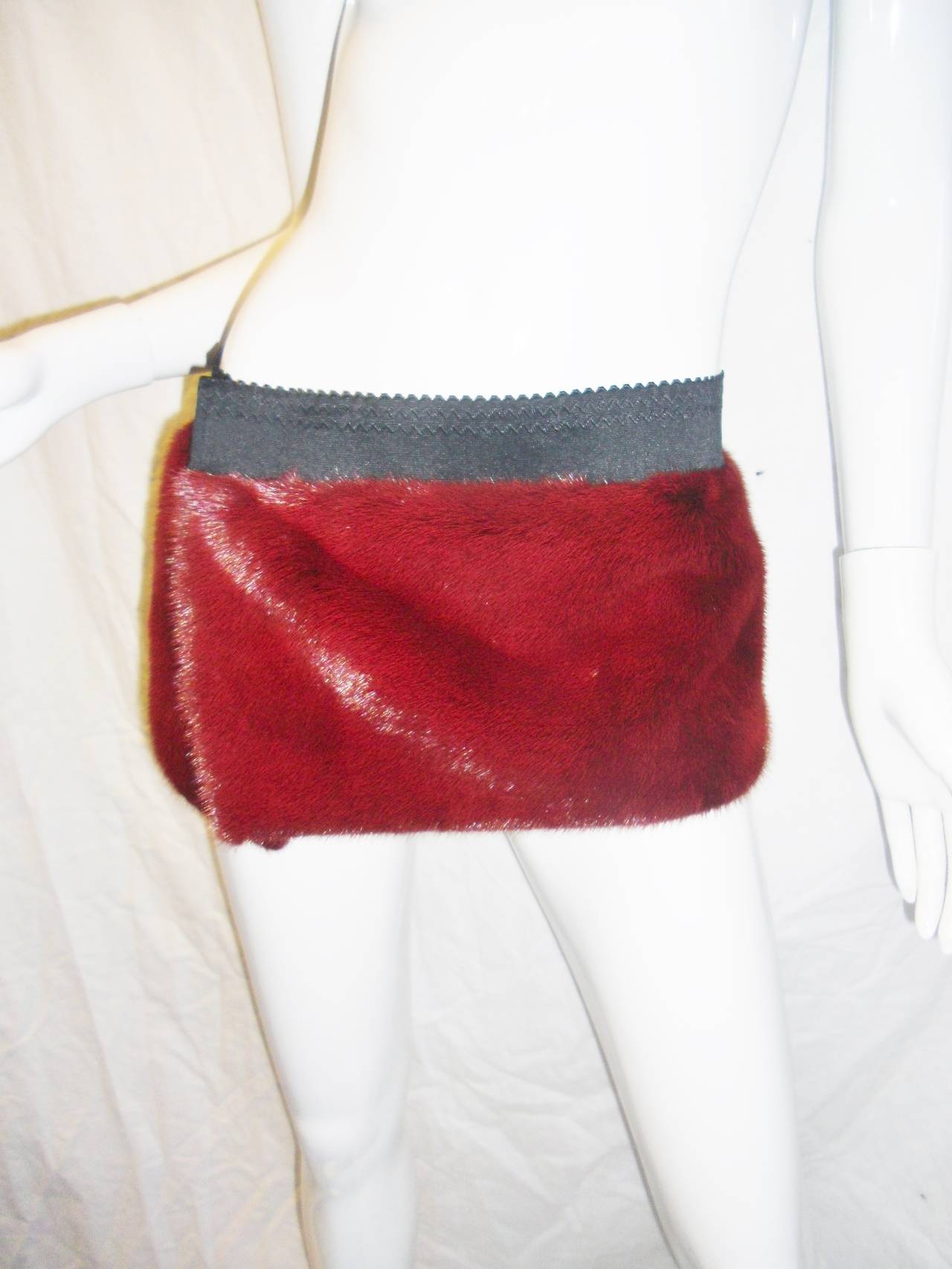 Dolce & Gabbana burgundy red Mink Fur mini  wrap skirt In Excellent Condition In New York, NY