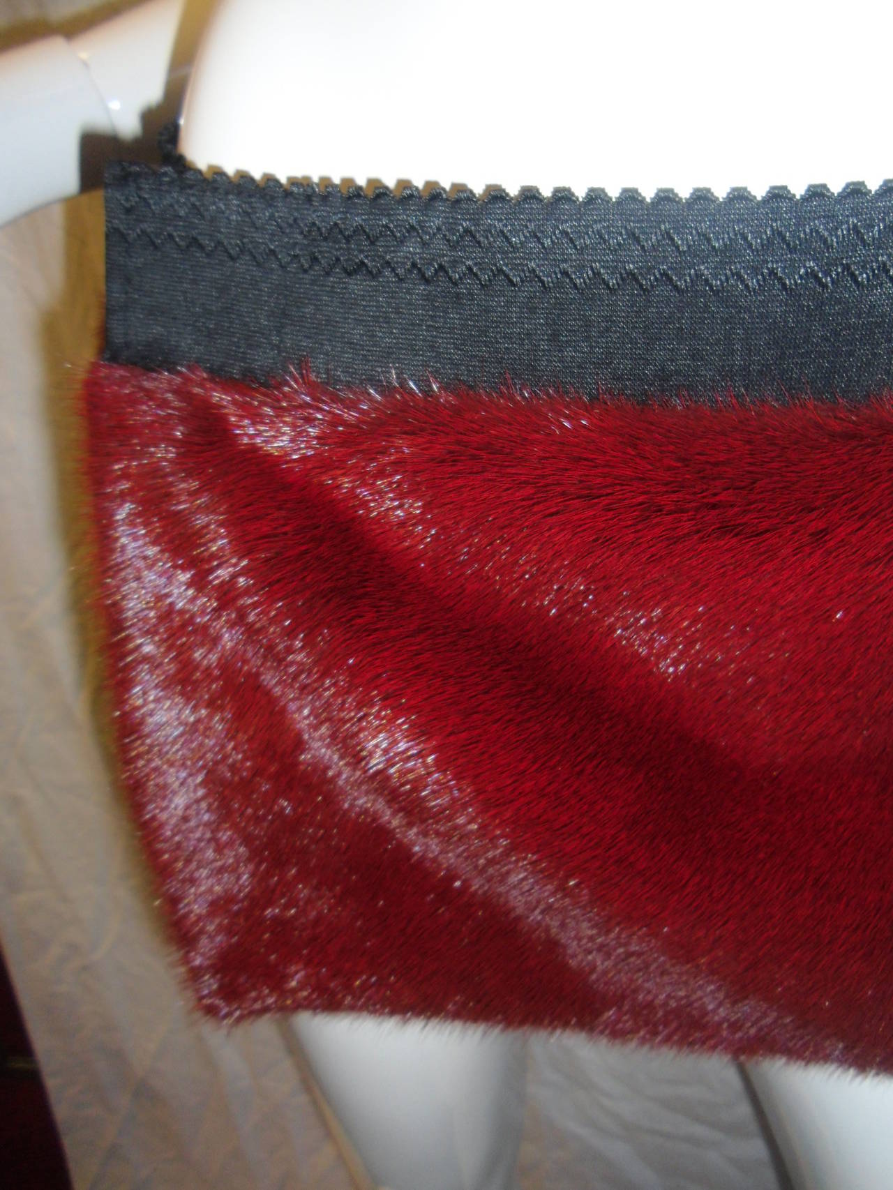 Women's Dolce & Gabbana burgundy red Mink Fur mini  wrap skirt