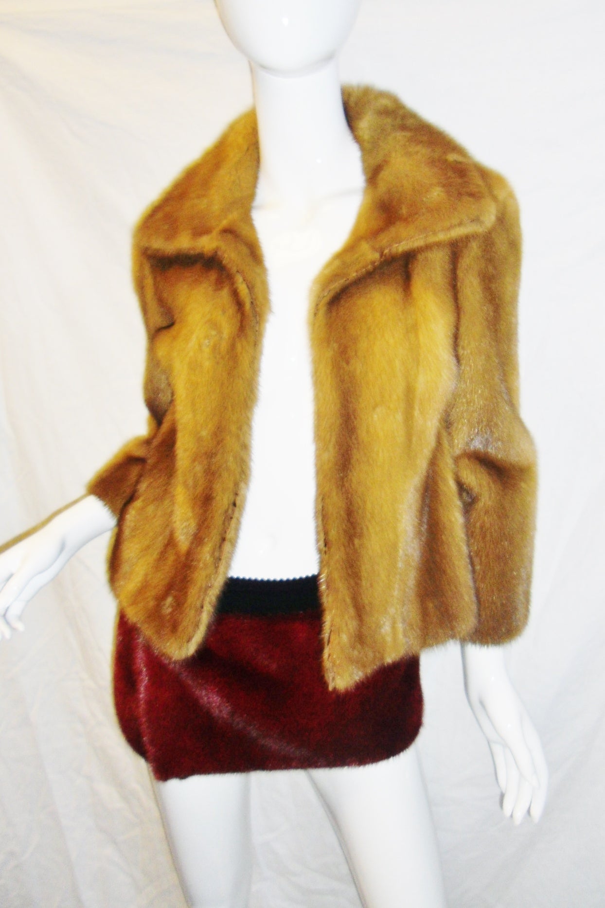 Dolce & Gabbana burgundy red Mink Fur mini  wrap skirt 1