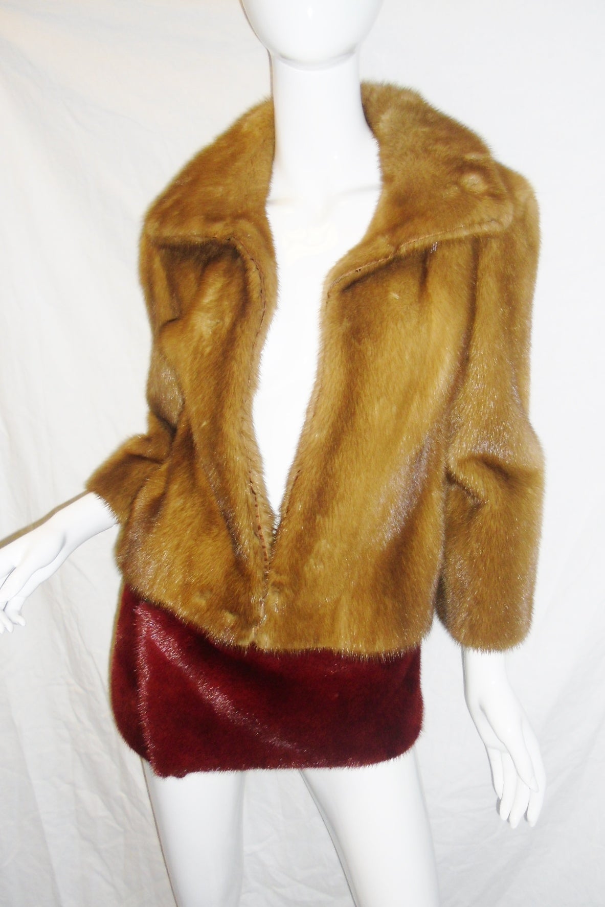 Dolce & Gabbana burgundy red Mink Fur mini  wrap skirt 4