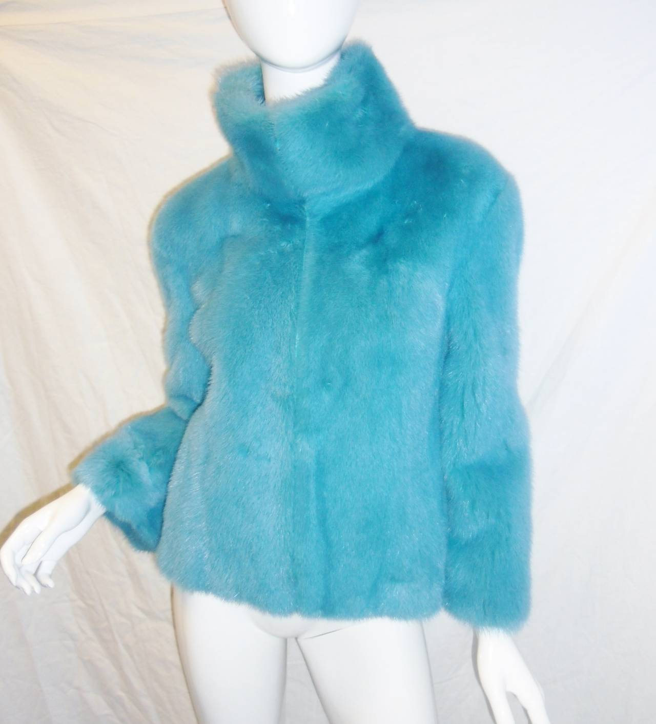 Women's Dolce & Gabbana Turquise blue  mink jacket , skirt  plus Bag