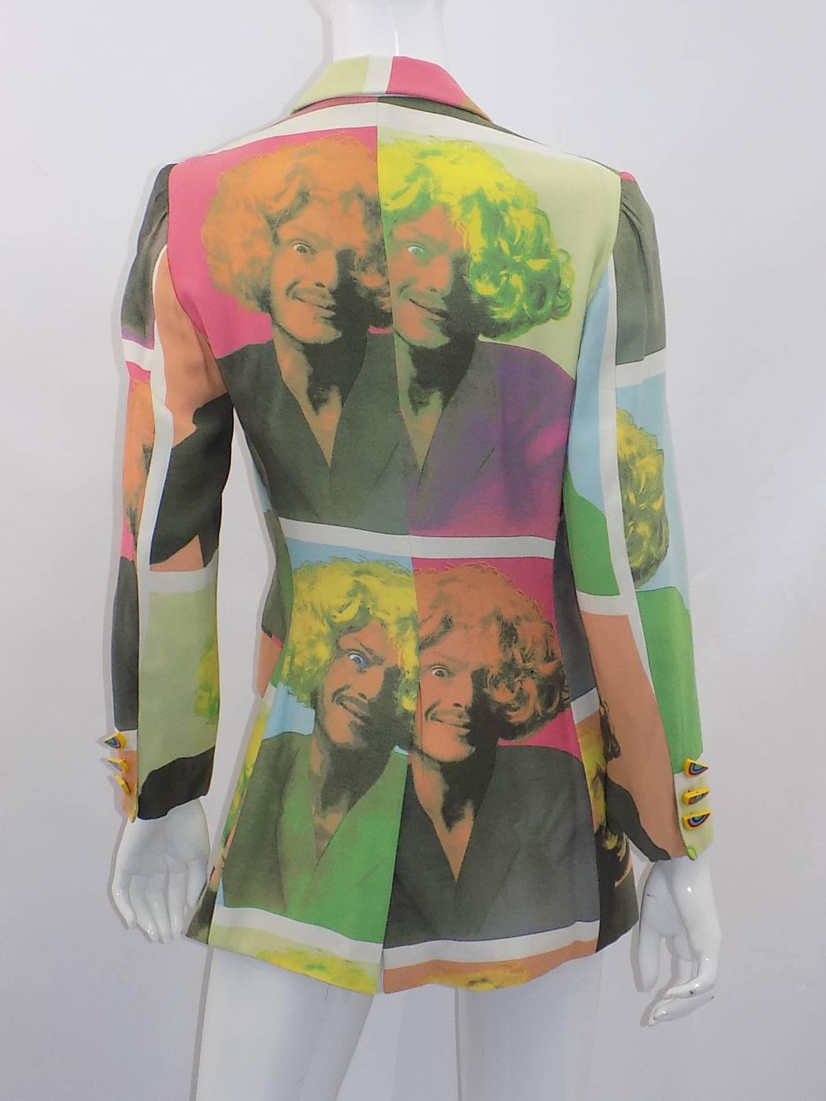 This  Cheap and Chic psychedelic Andy Warhol  spotlighting Moschino's bizarre sense of humor, is where he excels.

Collection 1989-1990  featuring Andy Warhol 