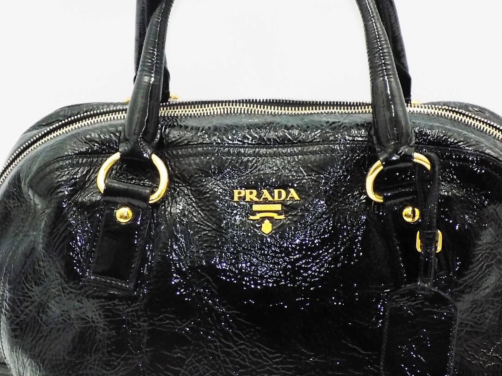 Prada Bauletto Bowler bag Black Patent / Vernice Leather 2