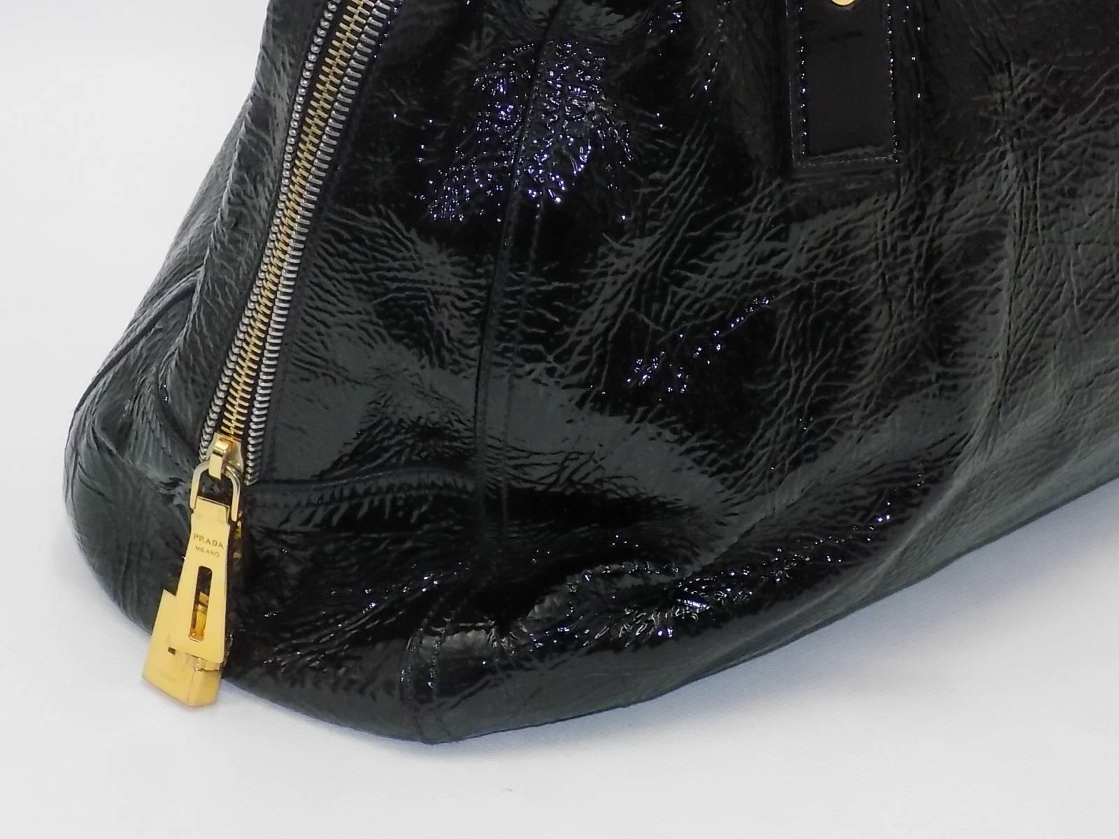 Women's Prada Bauletto Bowler bag Black Patent / Vernice Leather
