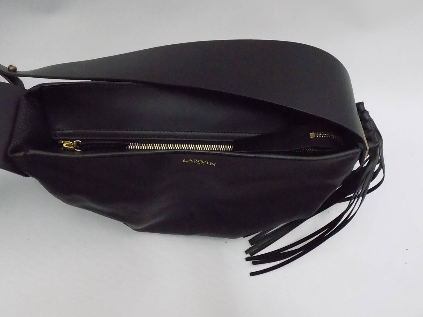 LANVIN Black Tribale Fringe Shoulder/ crossbody  Bag Large  For Sale 1