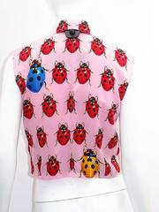 Gianni Versace Rare 1995 Collection Ladybug Blouse Shirt Vest Top