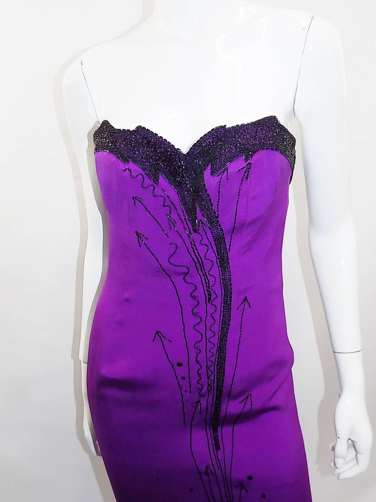 Fabrice Corset  Strapless Silk Beaded  Vintage Gown  Small 2