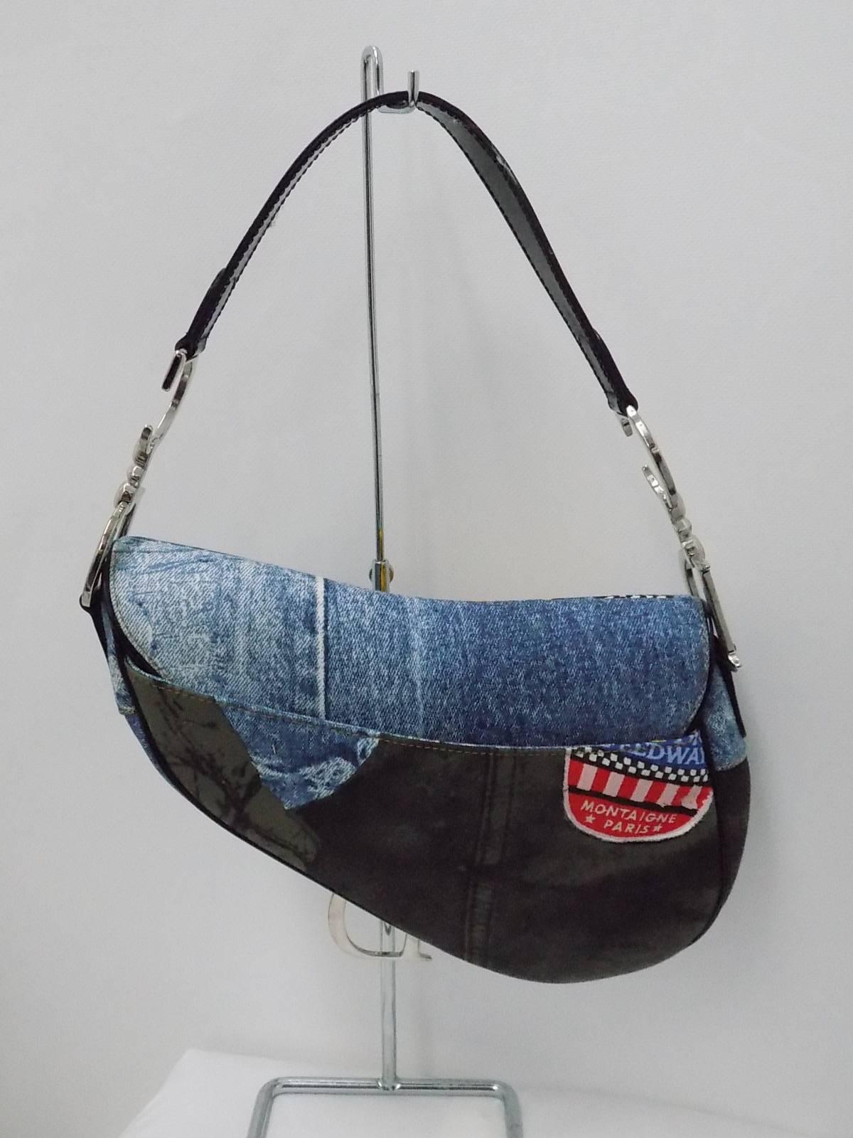 Limited Edition Miss Diorella Denim Saddle Bag  In New Condition In New York, NY