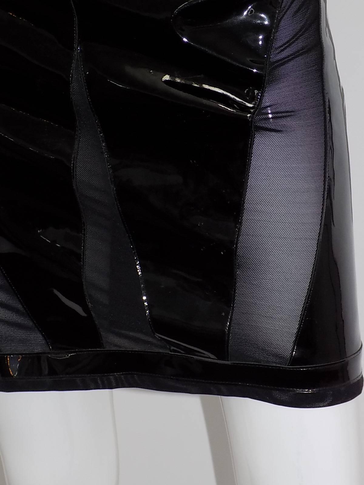 Balenciaga spring 2007 black  Fetish  Futuristic Leather  catwalk dress 1