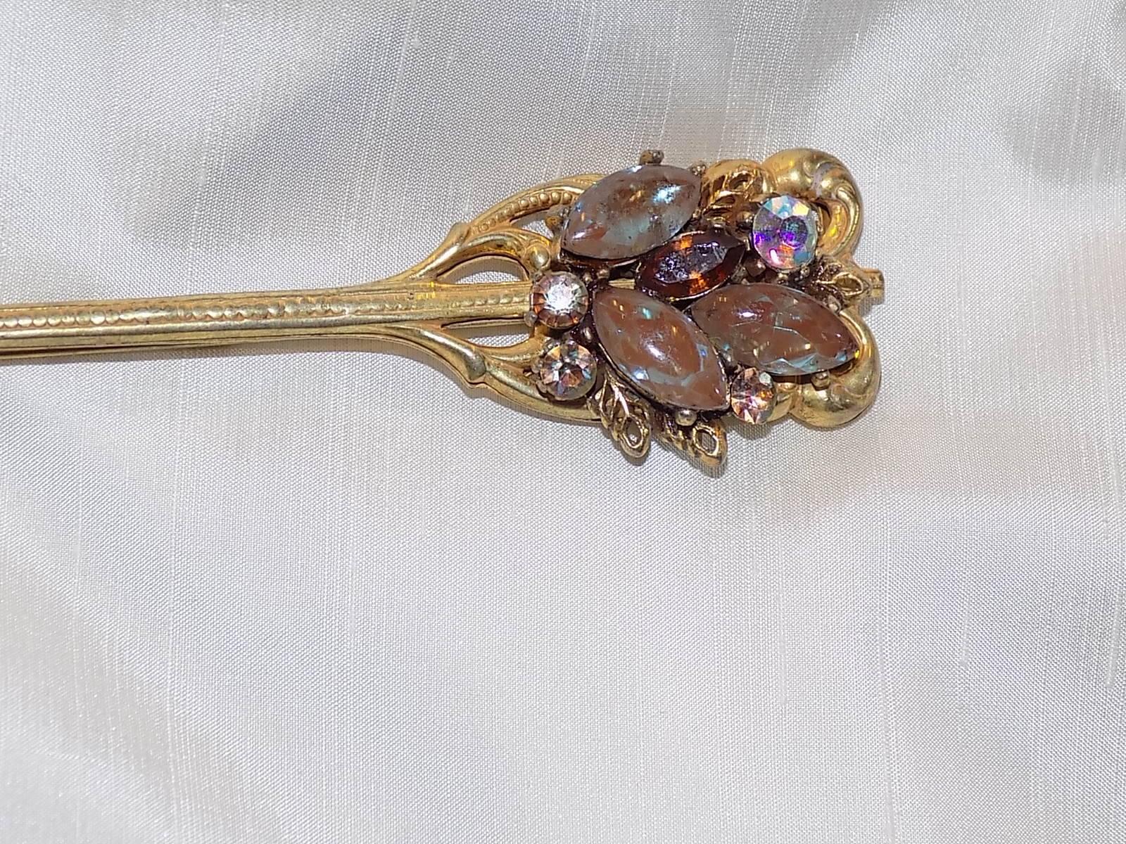  Beautiful Miriam Haskell large jeweled arrow pin brooch . signed in pristine condition 5