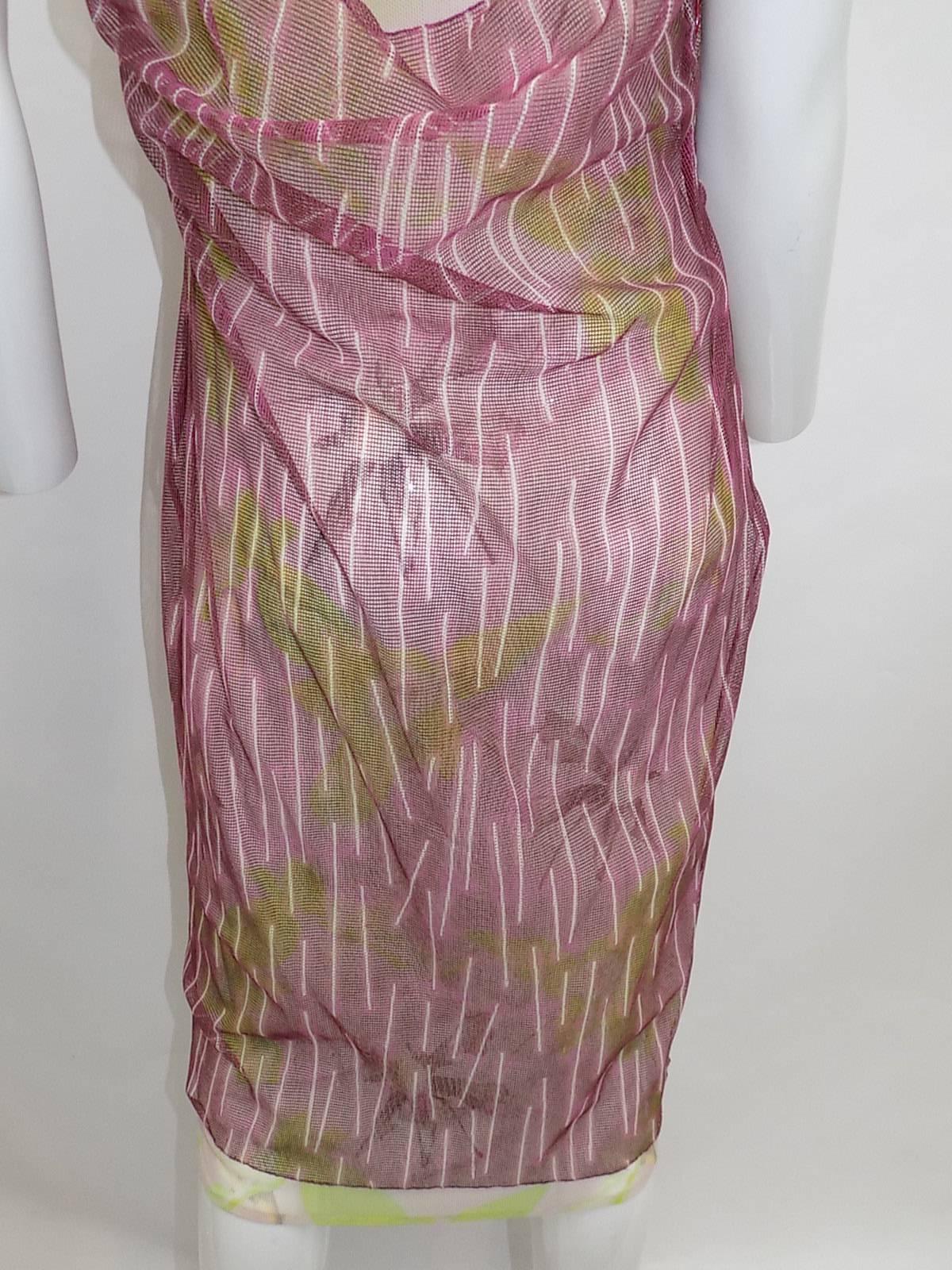 Gianni Versace Couture Double Layer Floral  Mesh Dress  For Sale 1