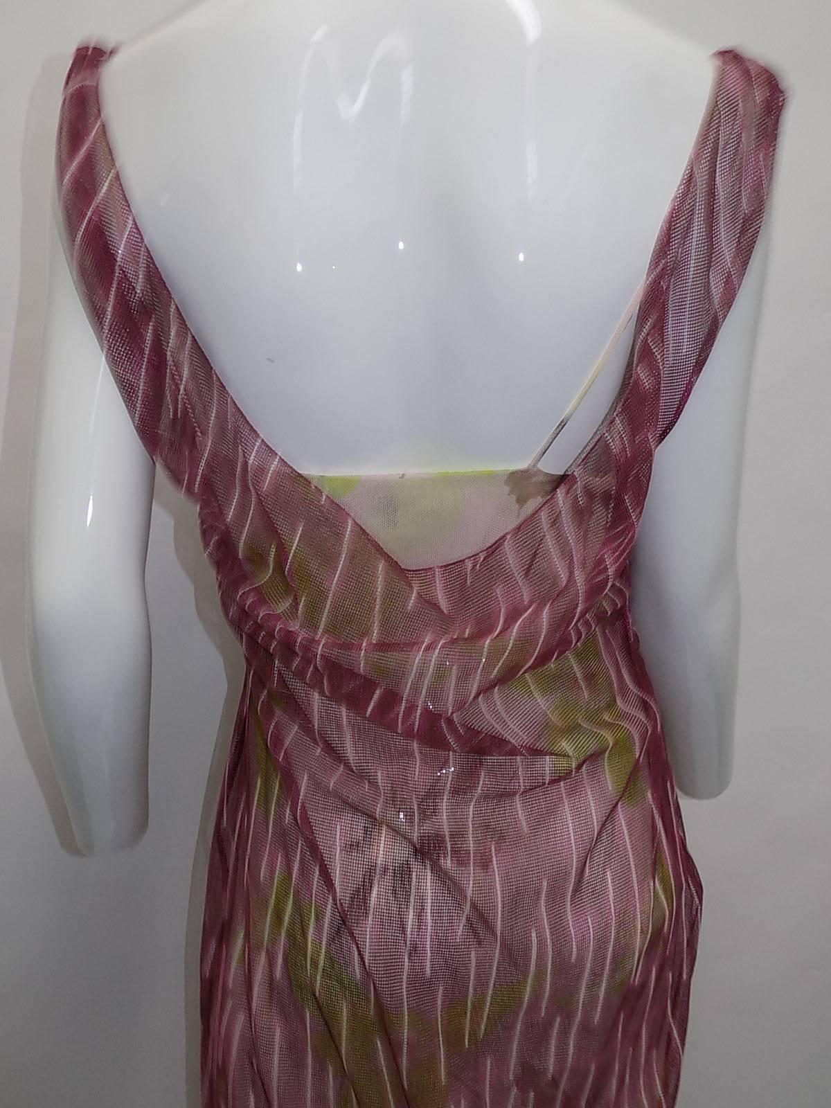 Gianni Versace Couture Double Layer Floral  Mesh Dress  In New Condition For Sale In New York, NY