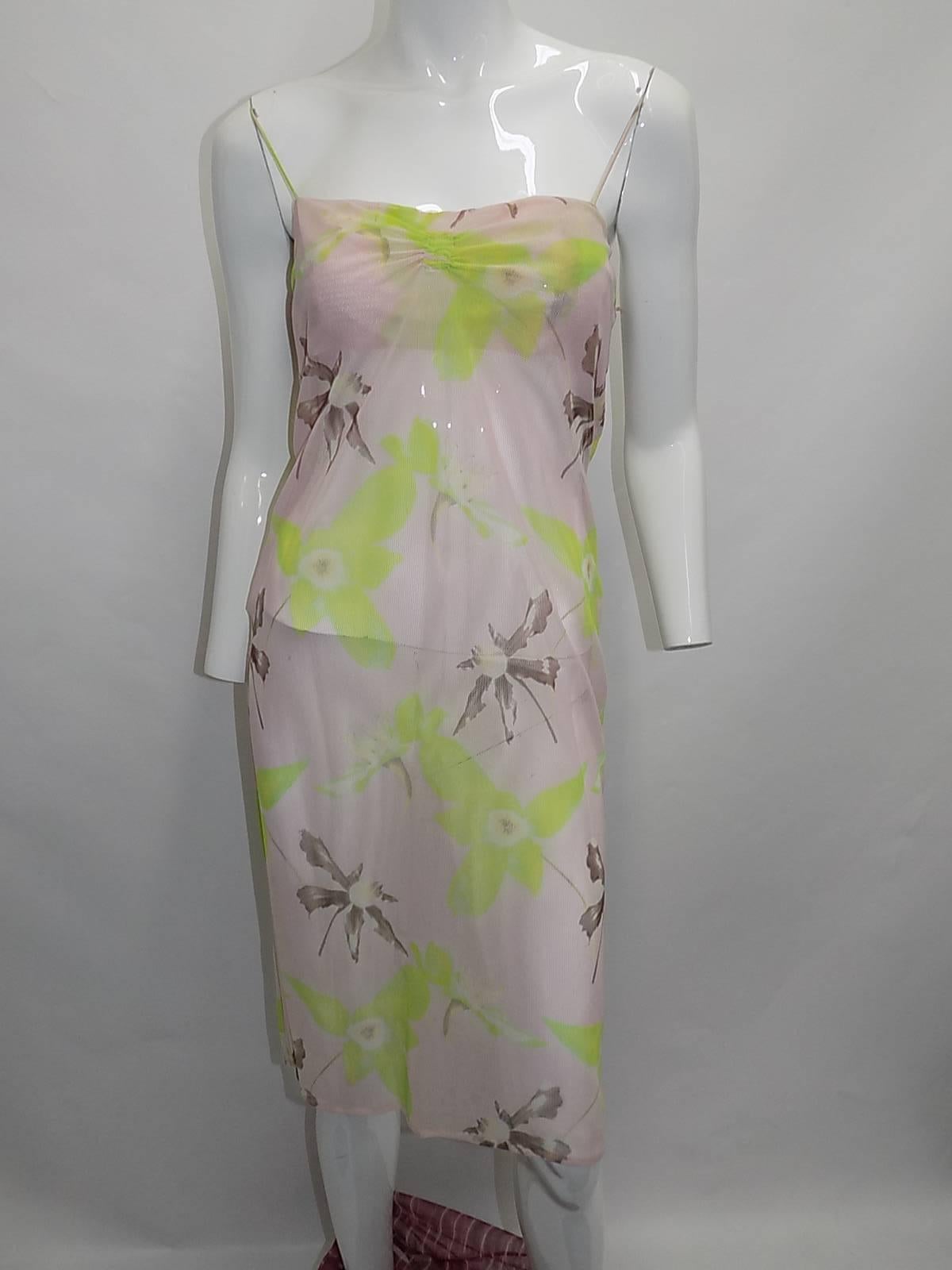 Gray Gianni Versace Couture Double Layer Floral  Mesh Dress  For Sale