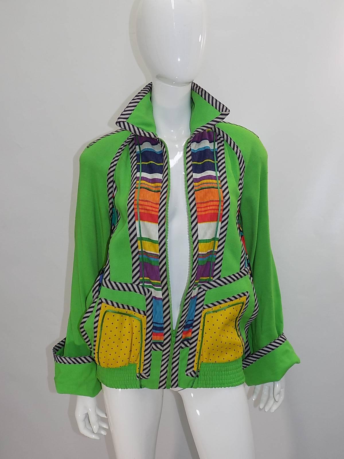 Koos Van Den Akker Vintage linen color block summer jacket  Fabulous! For Sale 1