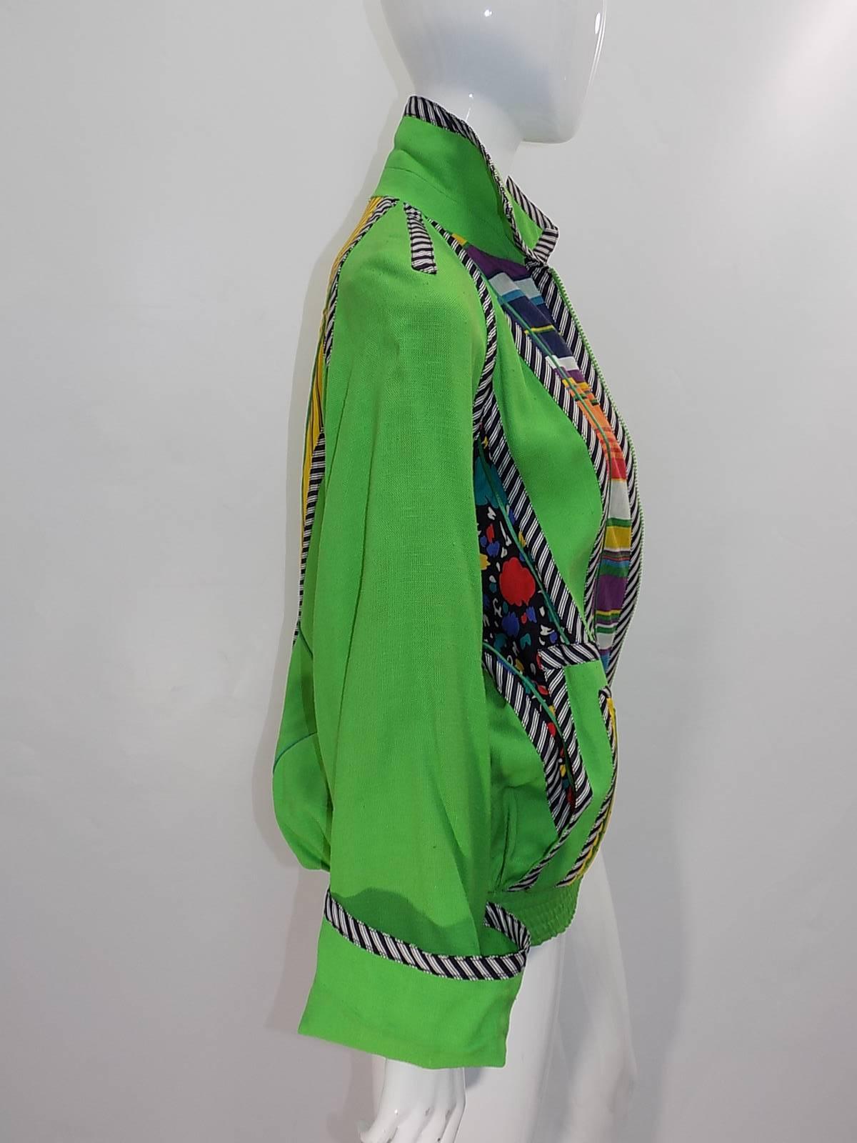 Koos Van Den Akker Vintage linen color block summer jacket  Fabulous! In Excellent Condition For Sale In New York, NY