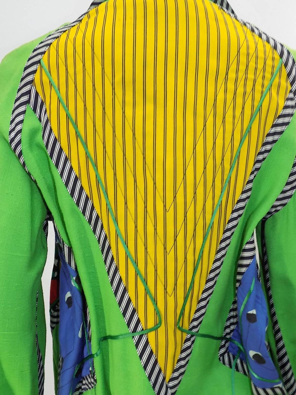 Koos Van Den Akker Vintage linen color block summer jacket  Fabulous! For Sale 3