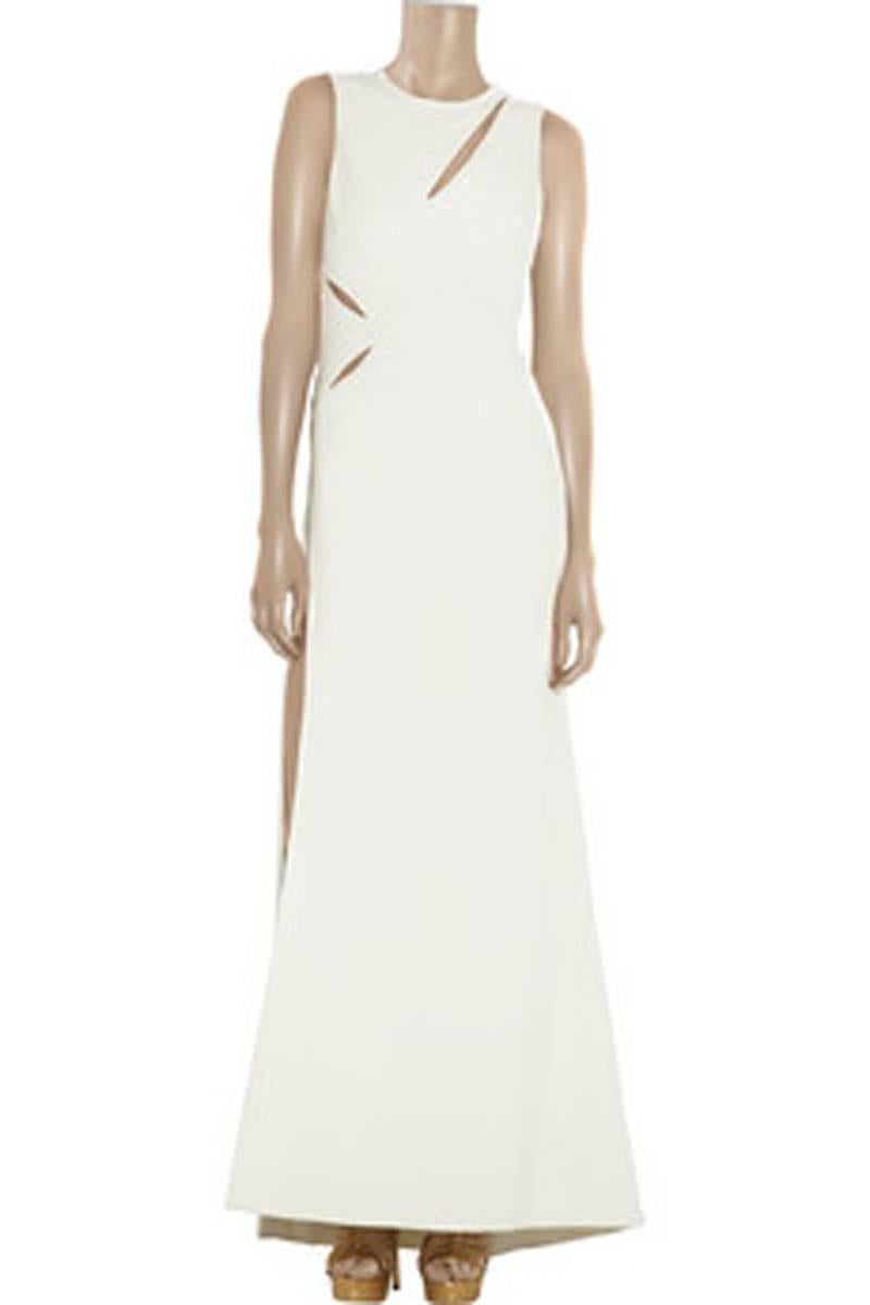 Versace Assymetrical  Cutout silk-cady gown  In Excellent Condition For Sale In New York, NY