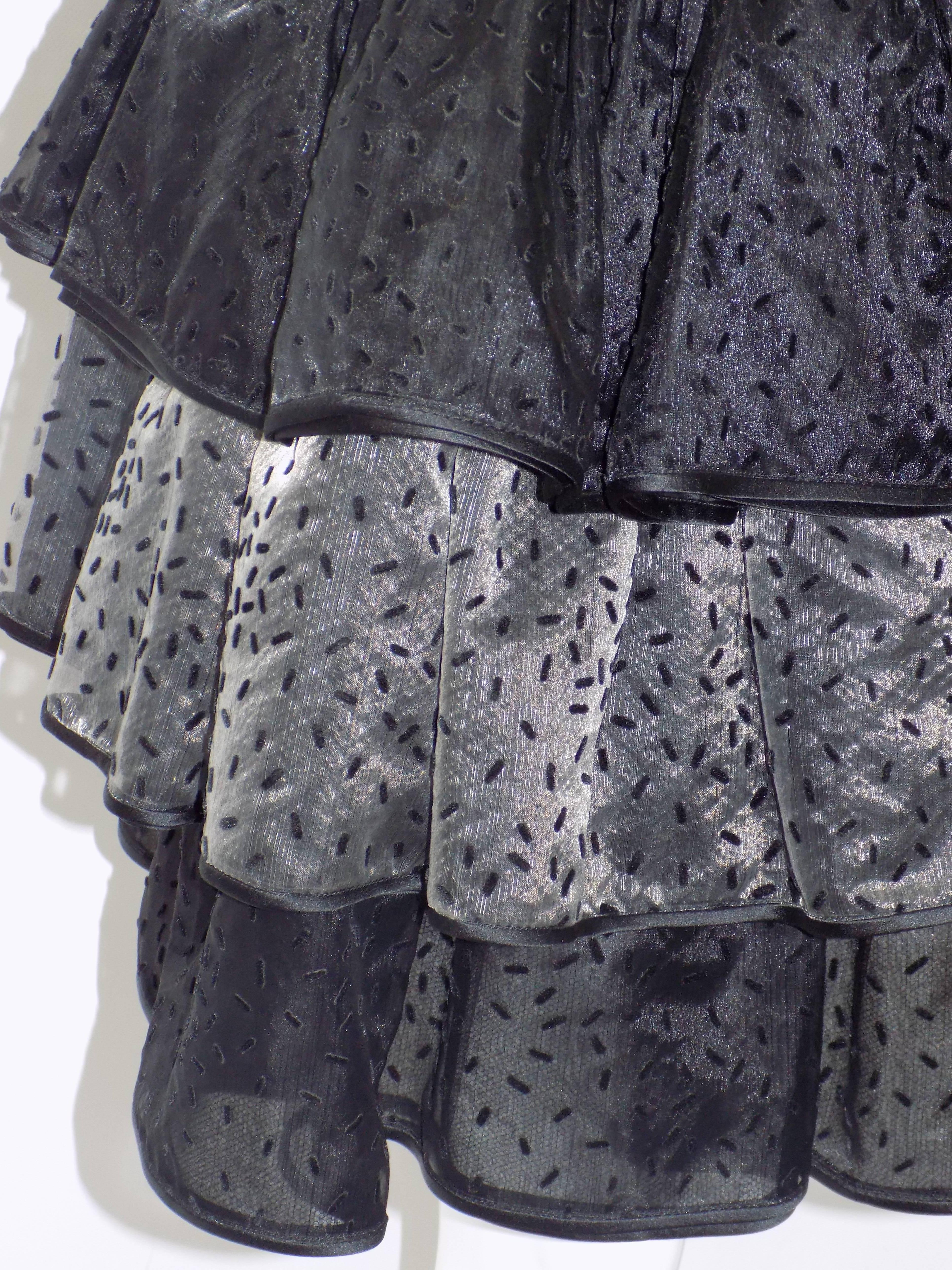 Black Valentino vintage ruffled evening skirt For Sale