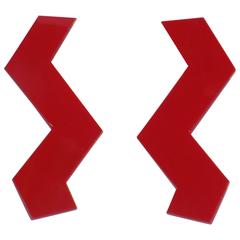 Bill Schiffer X- Large  Bauhaus Red Earrings  Circa 1982