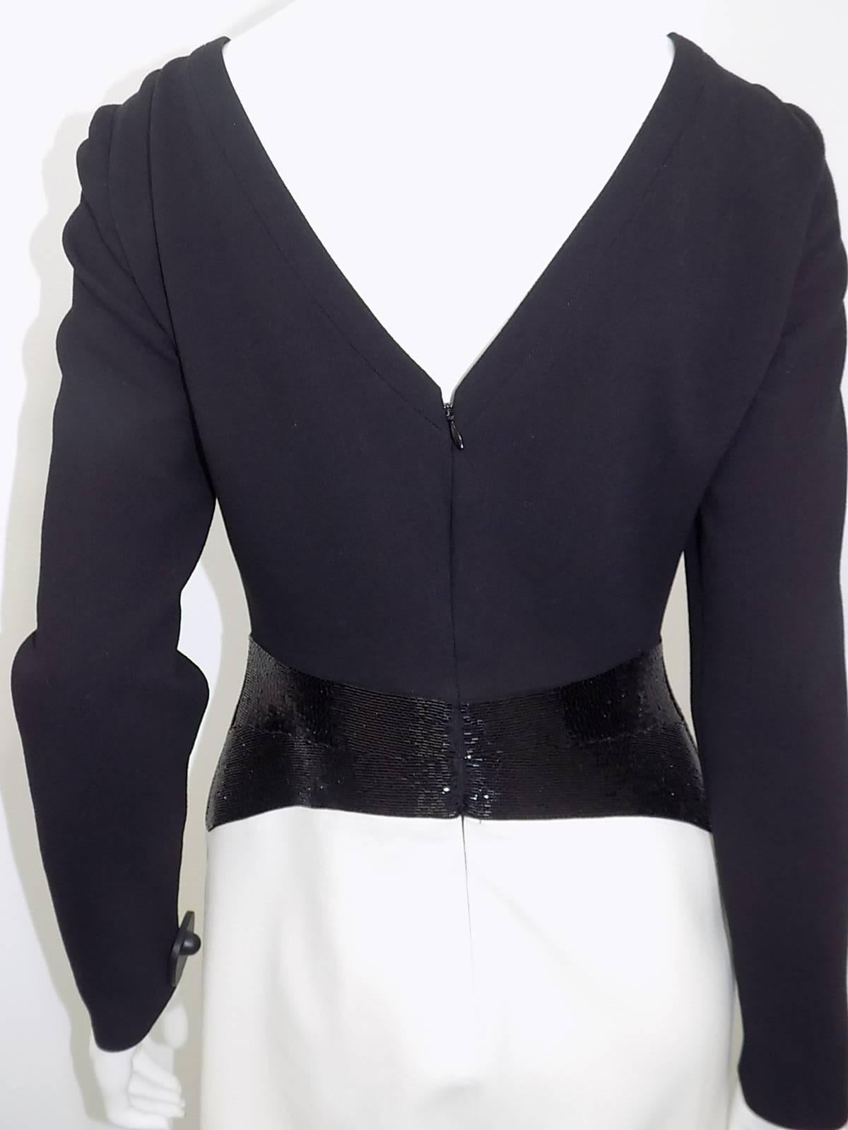  Emilio Pucci White Beaded  Bicolor Stretch Wool Dress  In Excellent Condition In New York, NY