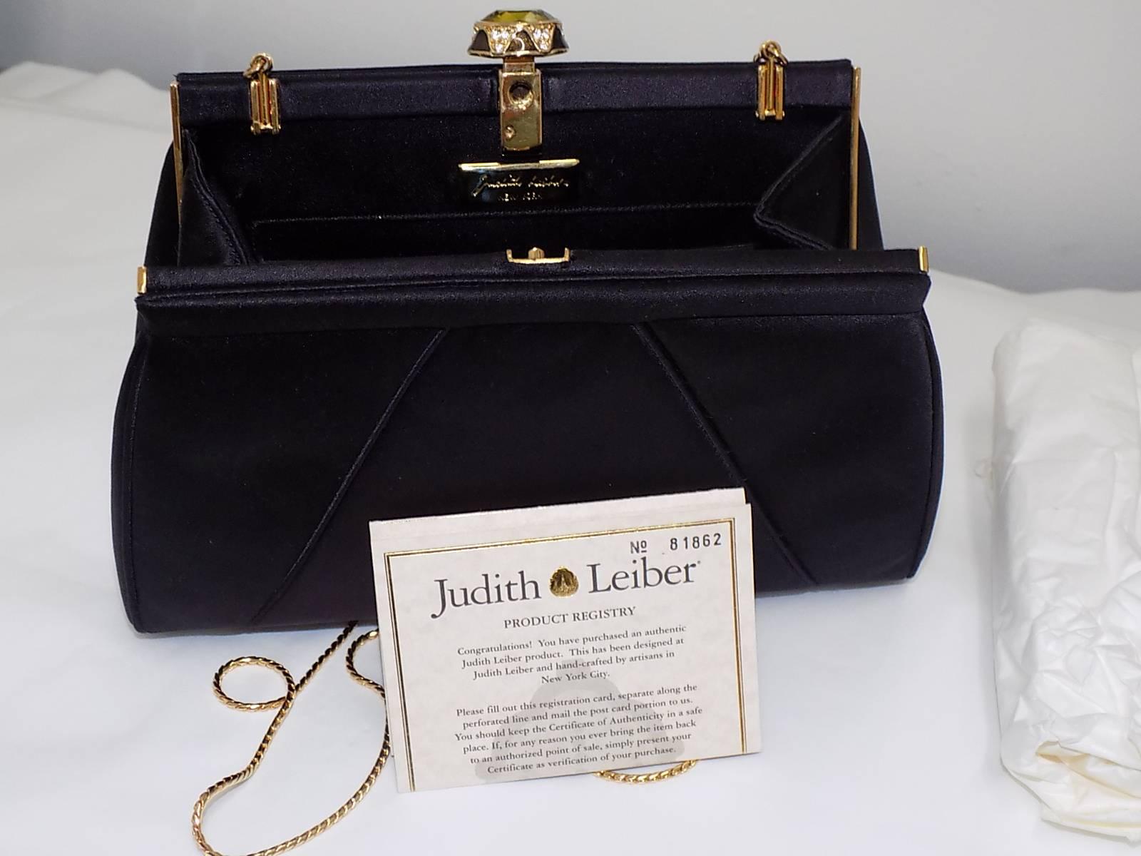 Vintage Judith Leiber Evening bag  No 81862 with Large  Citrine Crystal Clasp In New Condition In New York, NY
