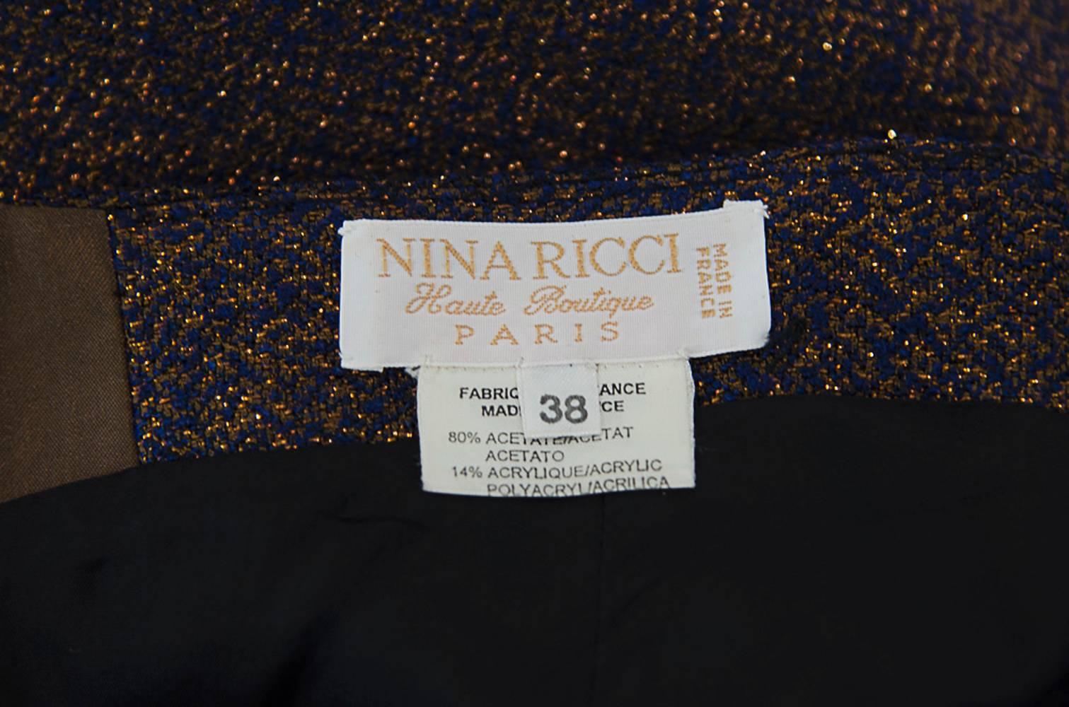 Women's Nina Ricci  Haute Boutique Evening Metallic Skirt Suit For Sale