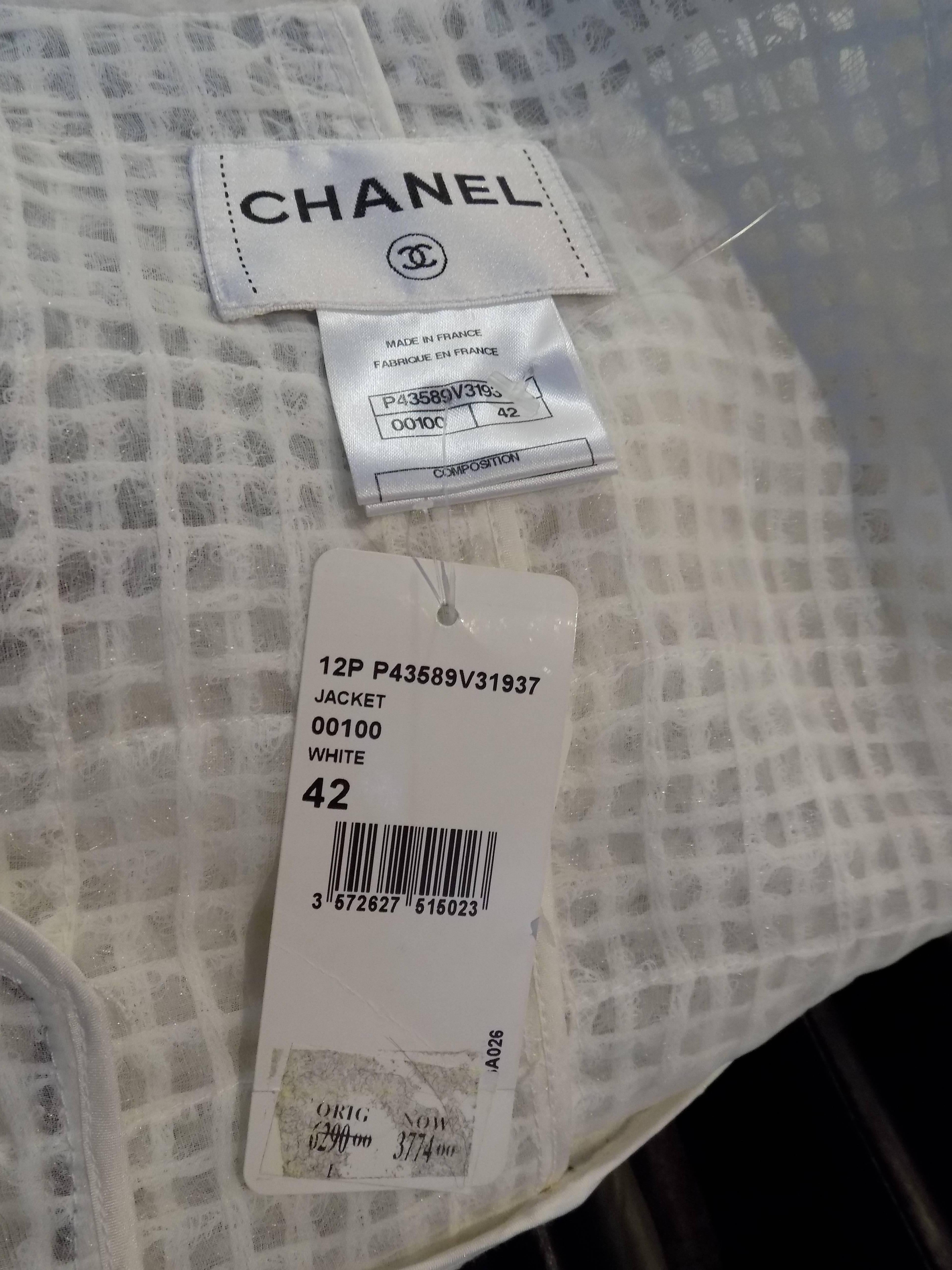 New with Tags Chanel white jacket collection 2012 spring sz 42 For Sale 4