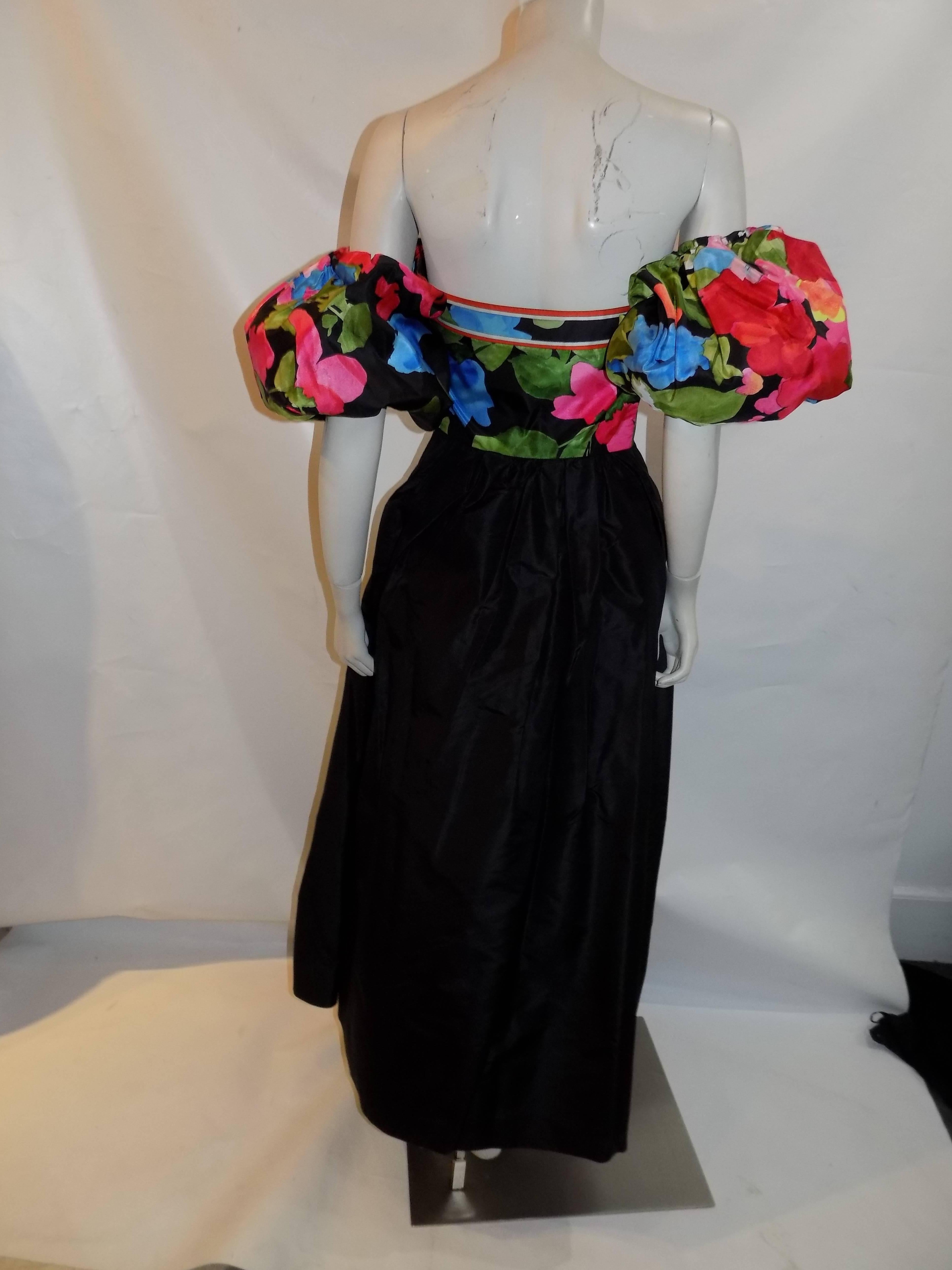  Leonard Very Rare Vintage gown  with puff sleeves and sash 5