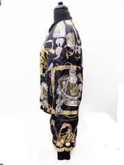 HERMÈS authentisch schwarz "Grand Uniforme" Seidenbomberjacke wendbar Größe 52